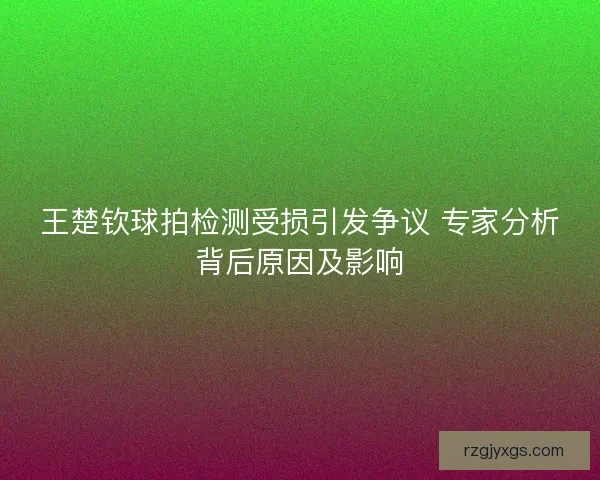 王楚钦球拍检测受损引发争议 专家分析背后原因及影响 王楚钦球拍检测受损引发争议 专家分析背后原因及影响
