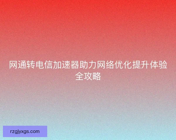 网通转电信加速器助力网络优化提升体验全攻略